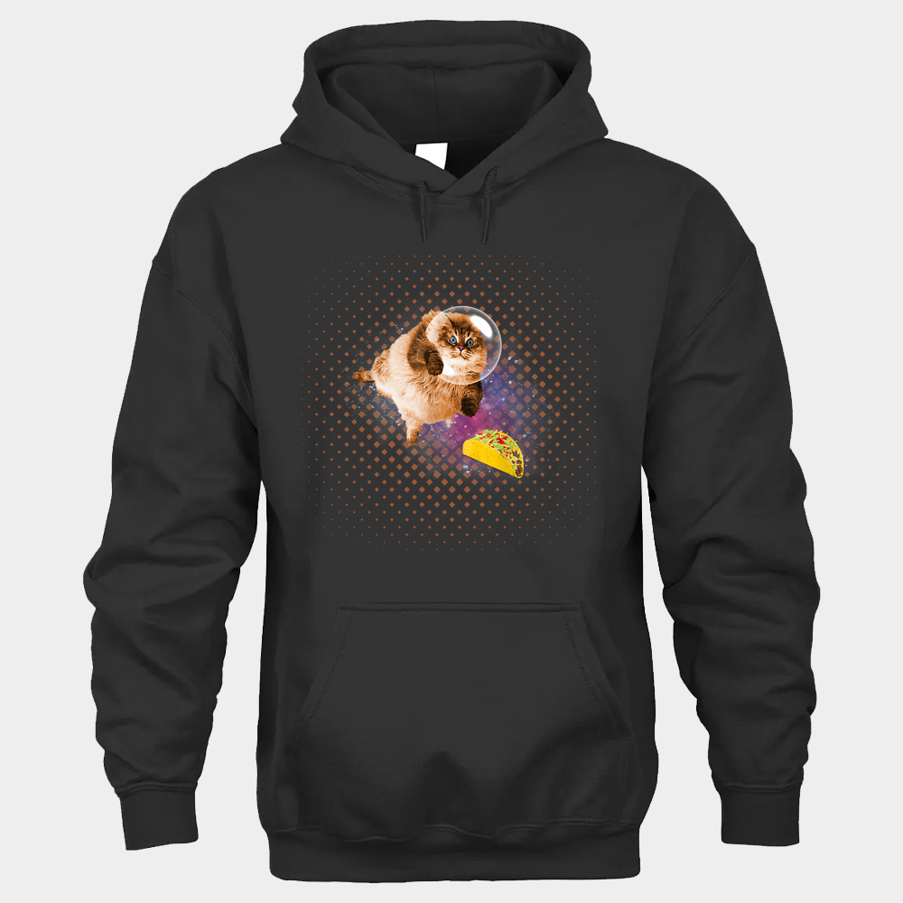 Taco Cat In Space Unisex Hoodie - Black